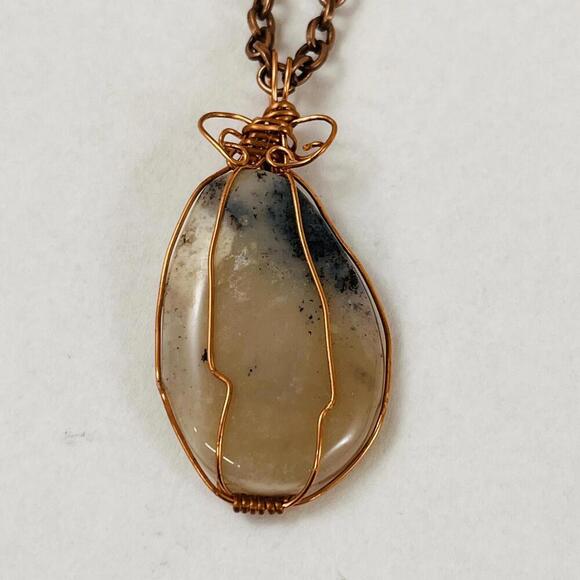 Handmade Wire Wrapped Montana Moss Agate Necklace Pendant Gemstone - Picture 1 of 3